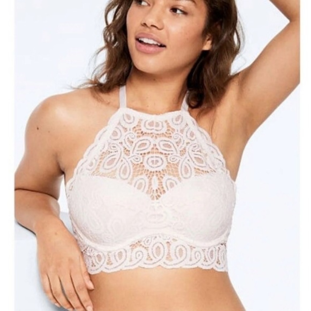 (2) VS Pink Push-Up Halter Bralettes